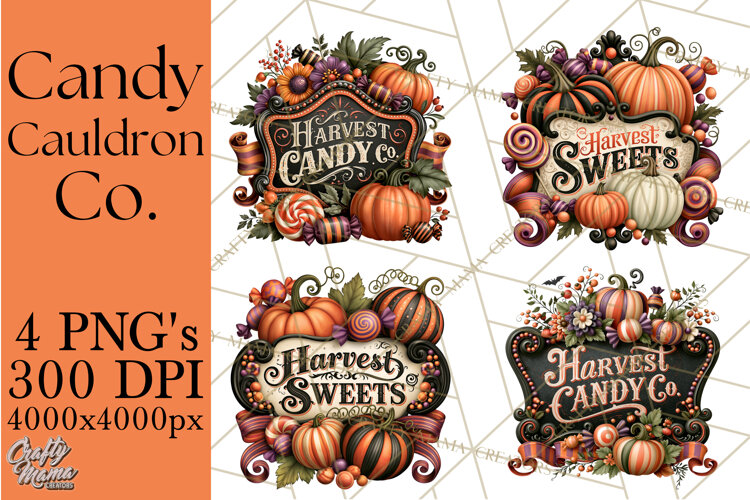 Retro Halloween Candy Shop Clipart PNG example image 1