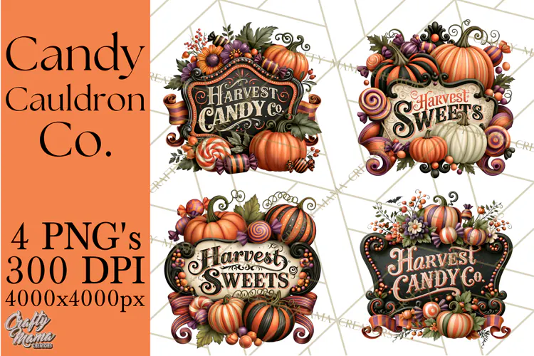 Retro Halloween Candy Shop Clipart PNG