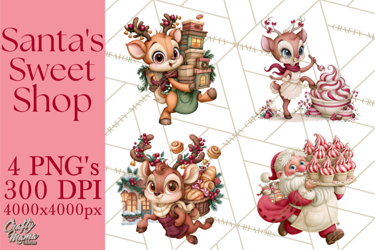 Christmas Bakery PNG Clipart, Santa & Elf Characters, Baker example image 1