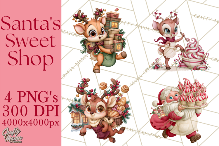 Christmas Bakery PNG Clipart, Santa & Elf Characters, Baker