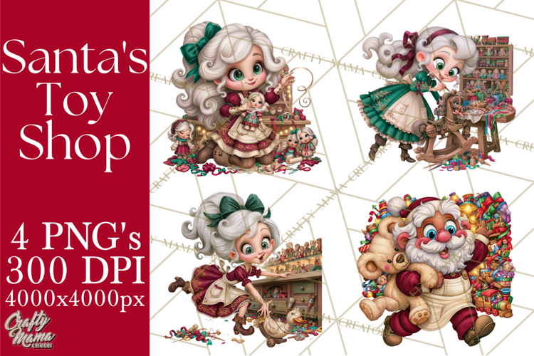 Christmas Toy Shop PNG Clipart, Santa & Elf Characters