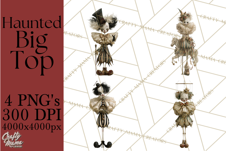 Haunted Circus Clipart PNG, Spooky Halloween Clowns