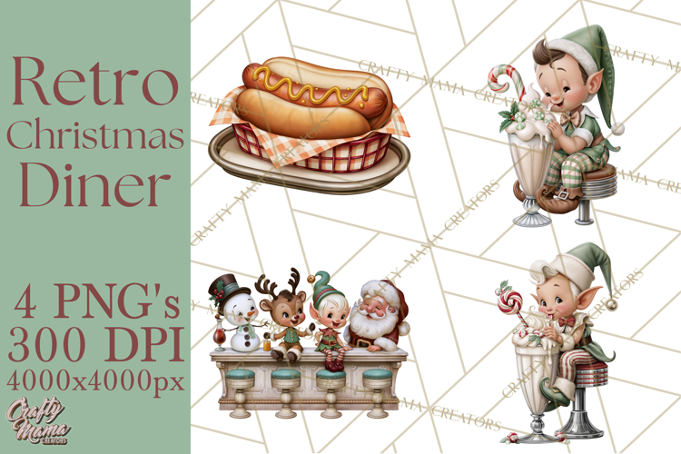 1950s Vintage Christmas Clipart Retro Soda Fountain Clip Art