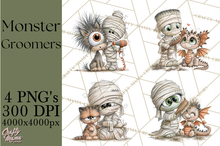 Monster Pet Groomers Halloween Clipart PNG