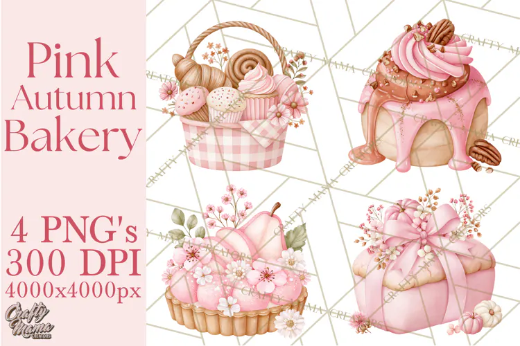 Pink Autumn Bakery Clipart PNG