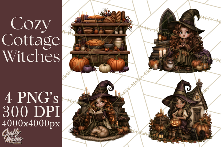 Cozy Cottage Witch PNG, Halloween Clipart