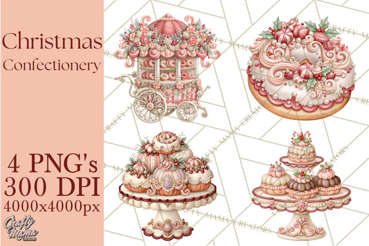 Whimsical Christmas Confectionery PNG Clipart