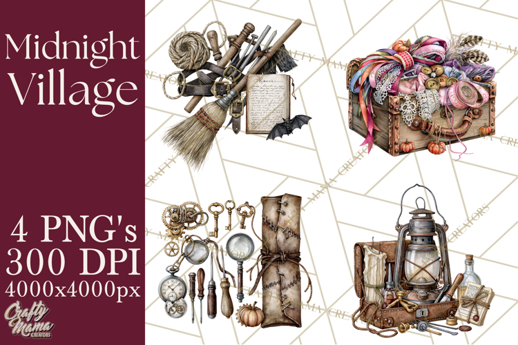 Pumpkin Village Residents PNG Halloween Clipart