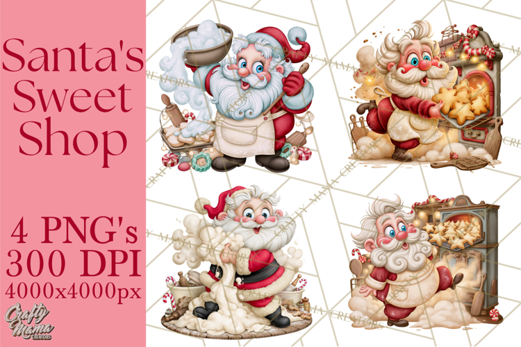 Christmas Bakery PNG Clipart, Santa & Elf Characters, Baker