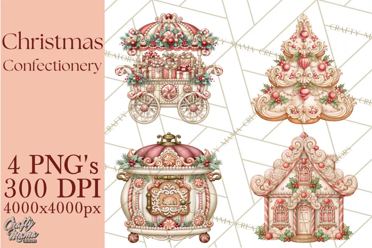 Whimsical Christmas Confectionery PNG Clipart