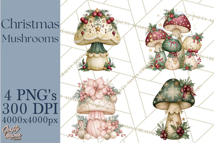 Christmas Mushroom Clipart PNG