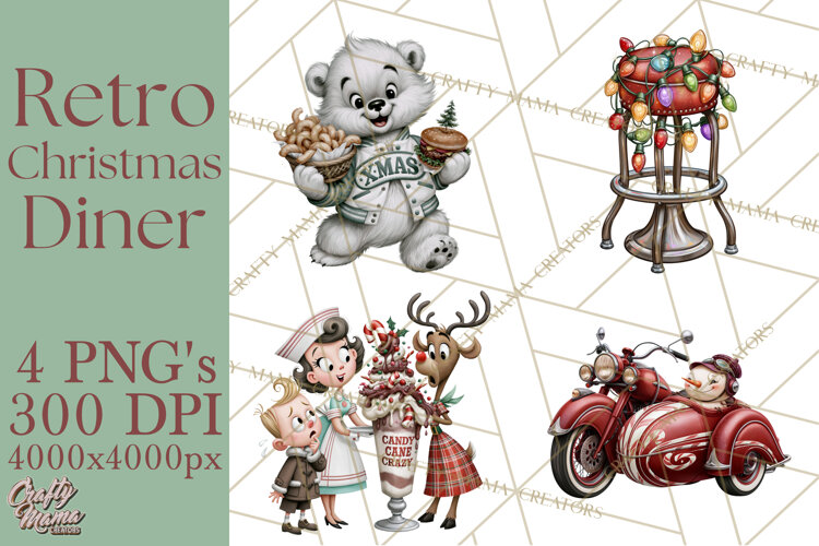 1950s Vintage Christmas Clipart Retro Soda Fountain Clip Art example image 1