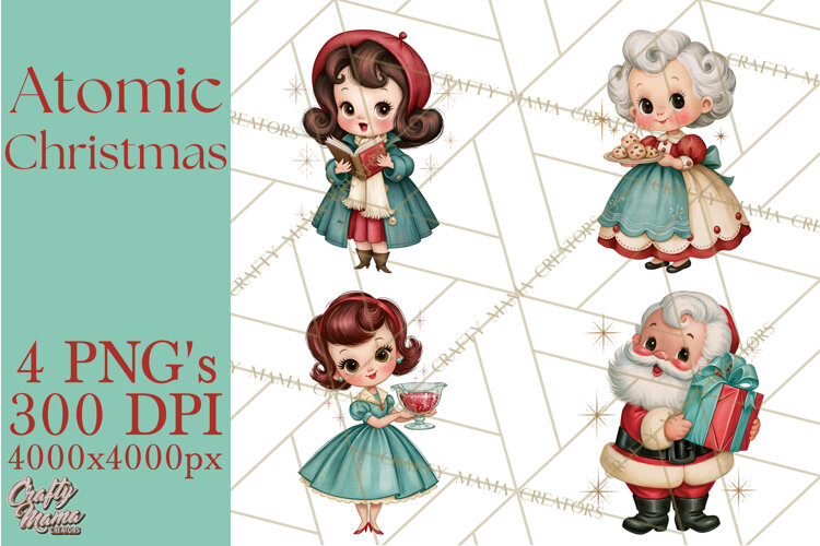 Atomic Age Christmas Clipart PNG, Retro 1950's Winter Decor example image 1