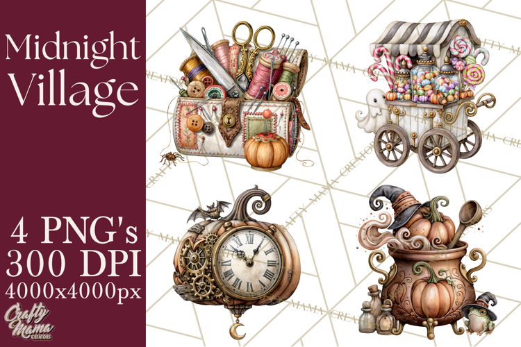 Pumpkin Village Residents PNG Halloween Clipart