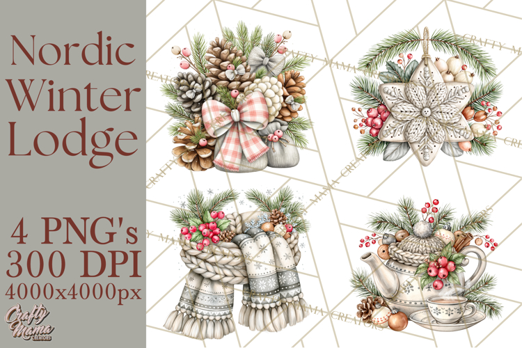 Nordic Winter Lodge Cozy Woodland Clipart PNG