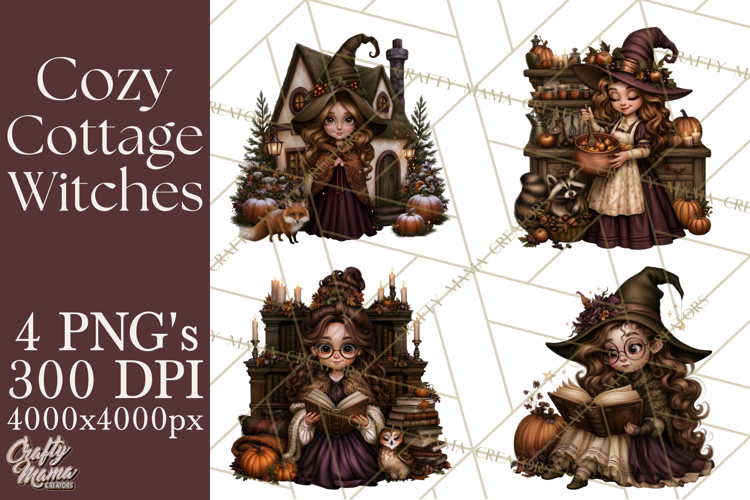 Cozy Cottage Witch PNG, Halloween Clipart