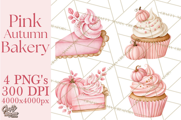 Pink Autumn Bakery Clipart PNG example image 1