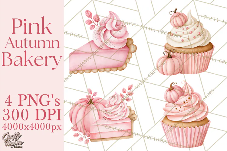 Pink Autumn Bakery Clipart PNG