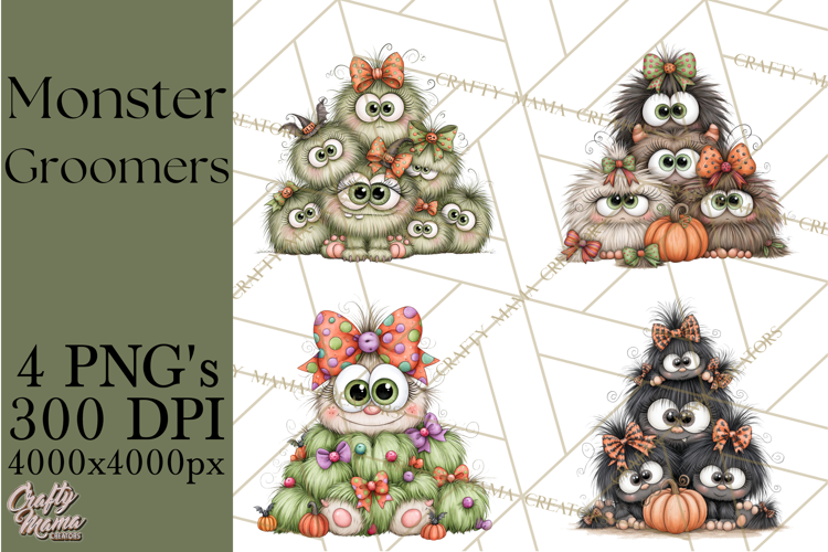Monster Pet Groomers Halloween Clipart PNG