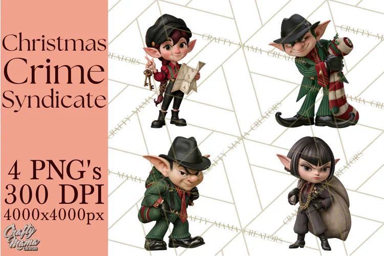 Christmas Crime Syndicate PNG Clipart, Mobster Santa