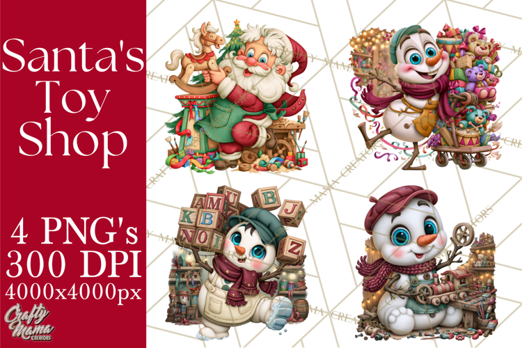 Christmas Toy Shop PNG Clipart, Santa & Elf Characters