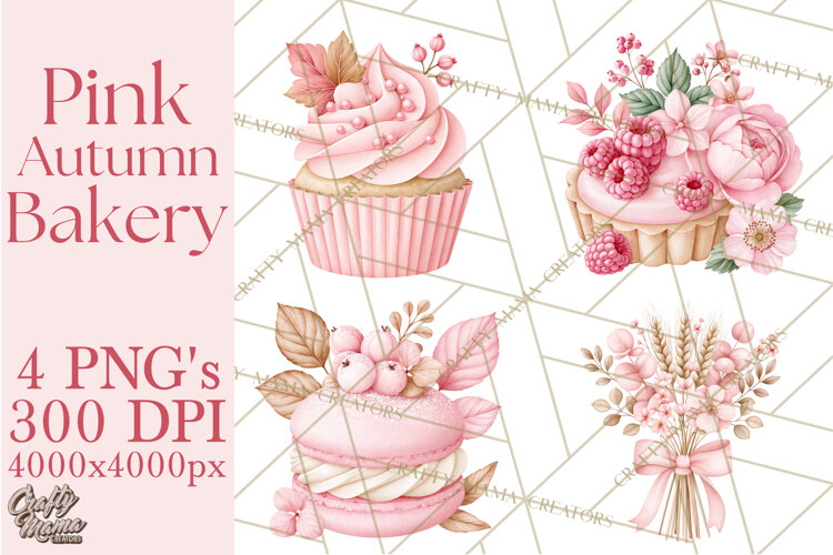 Pink Autumn Bakery Clipart PNG example image 1