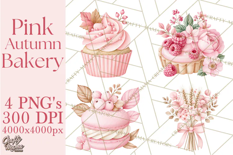 Pink Autumn Bakery Clipart PNG