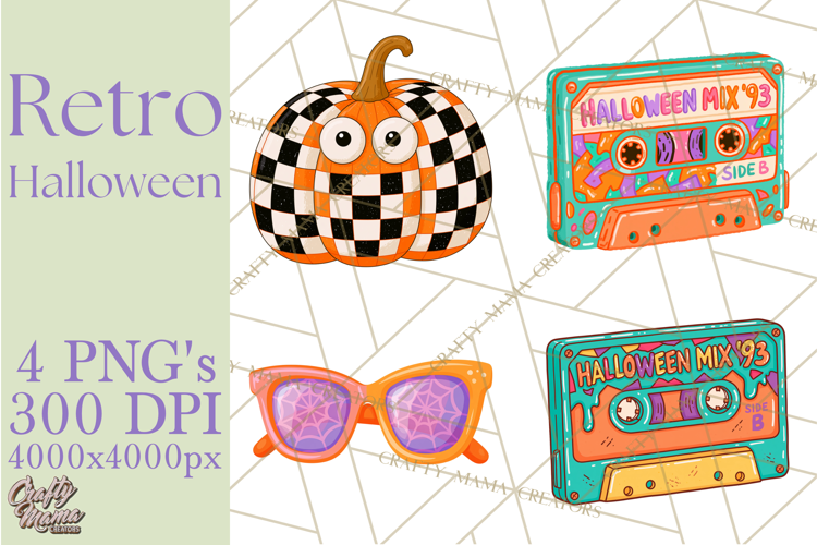 Retro Halloween Graphics, Pastel Spooky PNG, Retro Clip Art