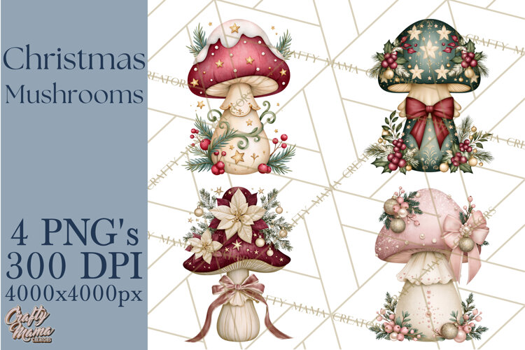 Christmas Mushroom Clipart PNG example image 1