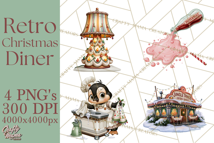 1950s Vintage Christmas Clipart Retro Soda Fountain Clip Art