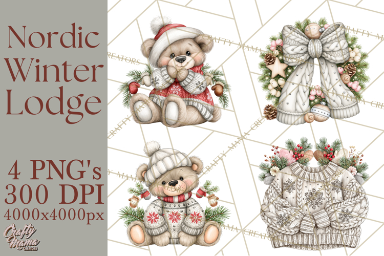 Nordic Winter Lodge Cozy Woodland Clipart PNG