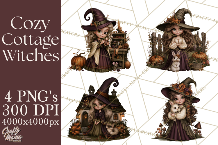 Cozy Cottage Witch PNG, Halloween Clipart