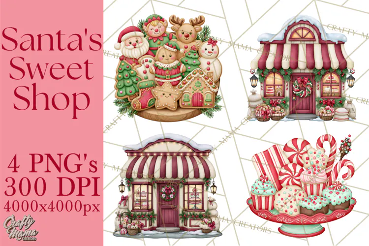 Christmas Bakery PNG Clipart, Santa & Elf Characters, Baker