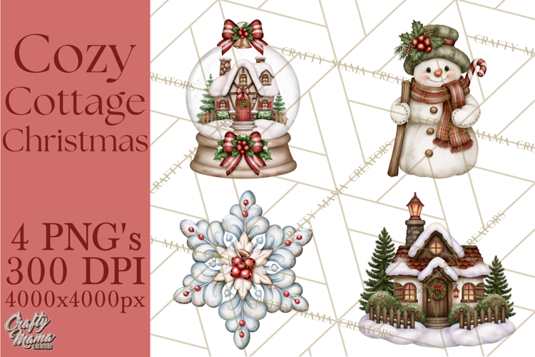 Cozy Cottage Christmas Printable Clipart PNG
