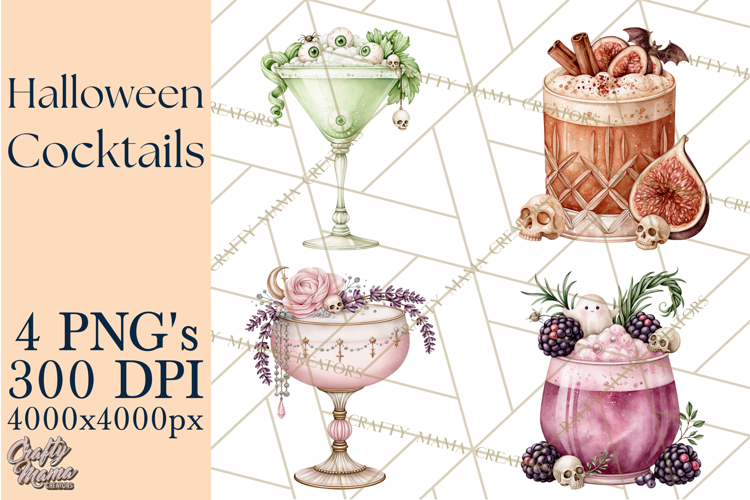 Halloween Cocktails Clipart PNG, Spooky Drinks