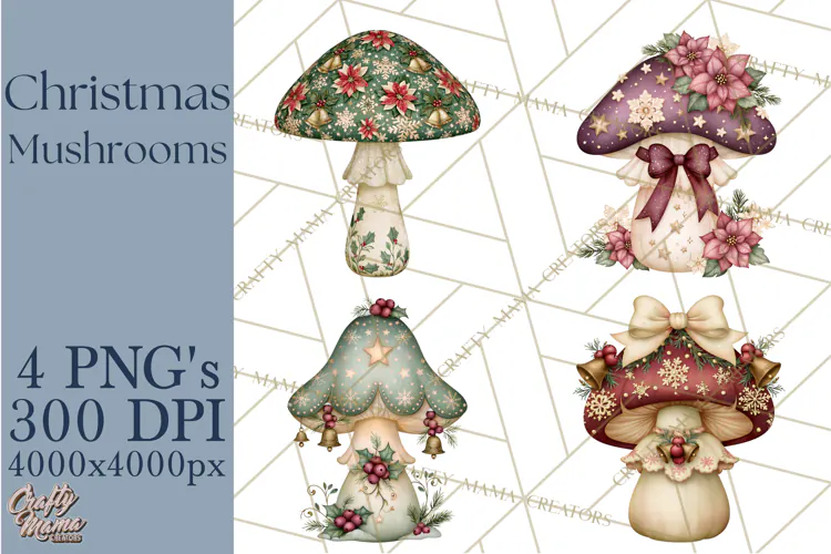 Christmas Mushroom Clipart PNG