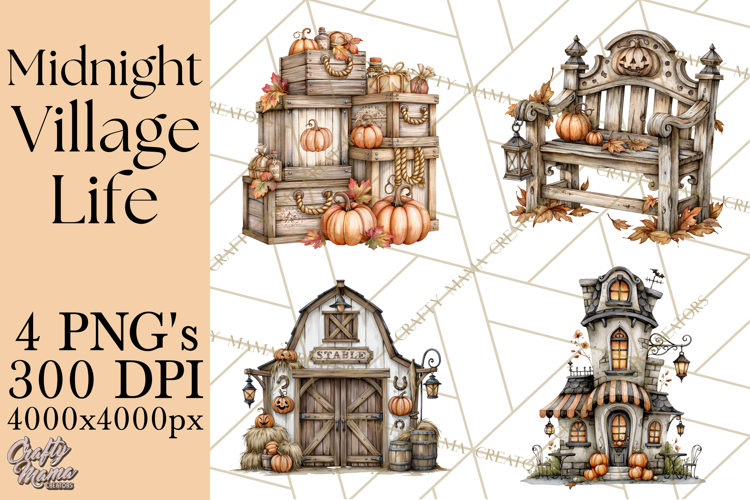 Pumpkin Village Village Life PNG Halloween Clipart