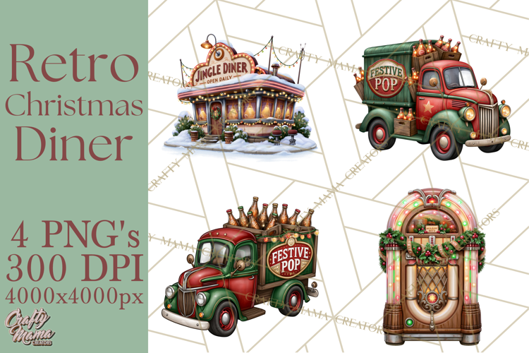 1950s Vintage Christmas Clipart Retro Soda Fountain Clip Art