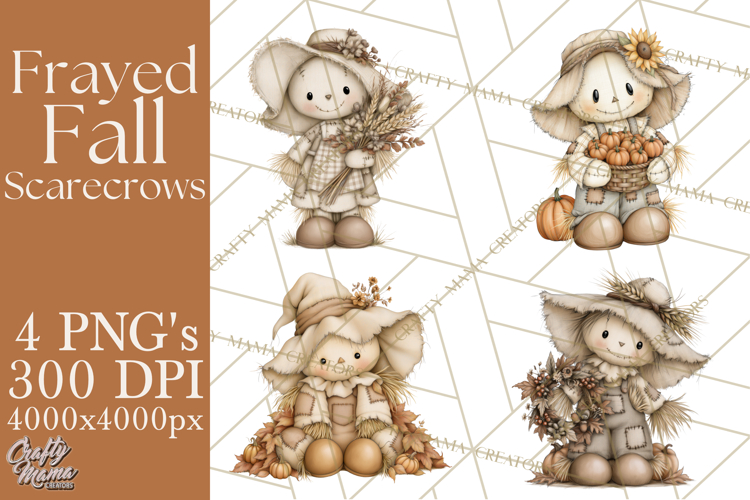 Frayed Fall Scarecrows PNG, Halloween Clipart