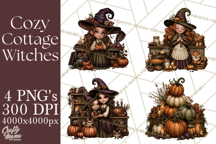 Cozy Cottage Witch PNG, Halloween Clipart