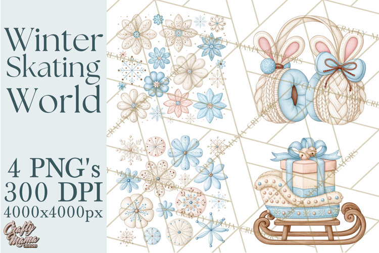 Winter Skating World Animals PNG example image 1