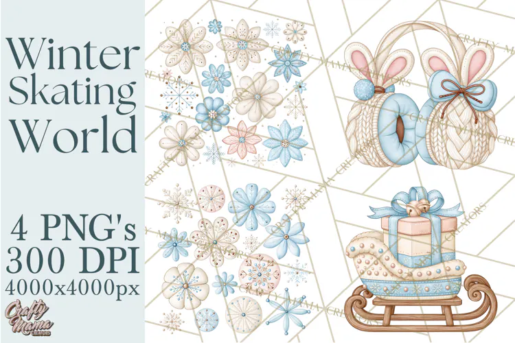 Winter Skating World Animals PNG