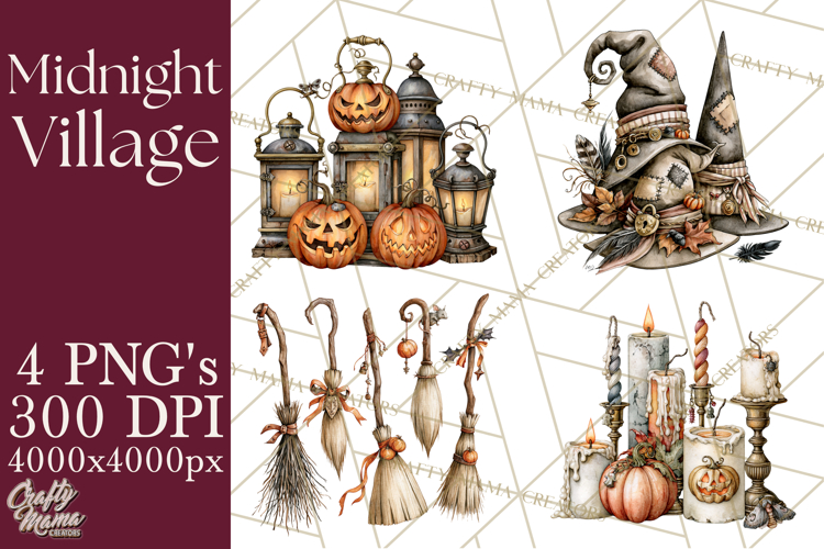 Pumpkin Village Residents PNG Halloween Clipart