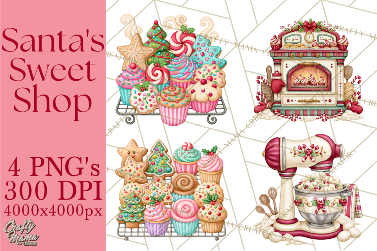 Christmas Bakery PNG Clipart, Santa & Elf Characters, Baker