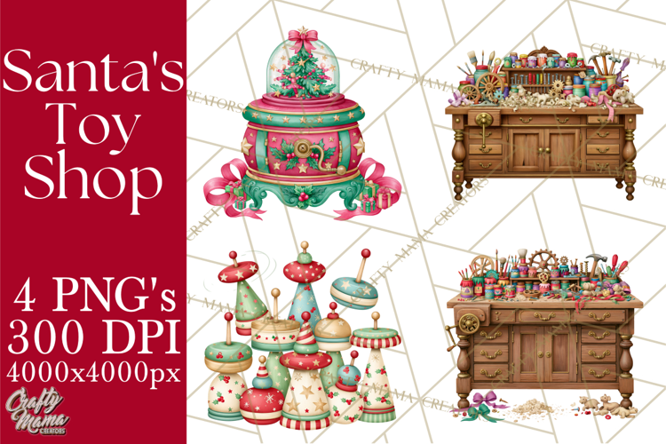 Christmas Toy Shop PNG Clipart, Santa & Elf Characters