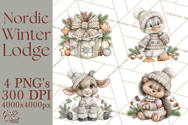 Nordic Winter Lodge Cozy Woodland Clipart PNG