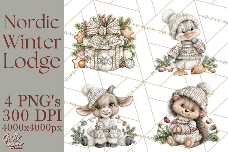 Nordic Winter Lodge Cozy Woodland Clipart PNG