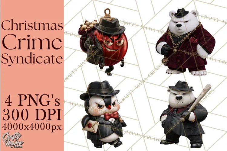 Christmas Crime Syndicate PNG Clipart, Mobster Santa