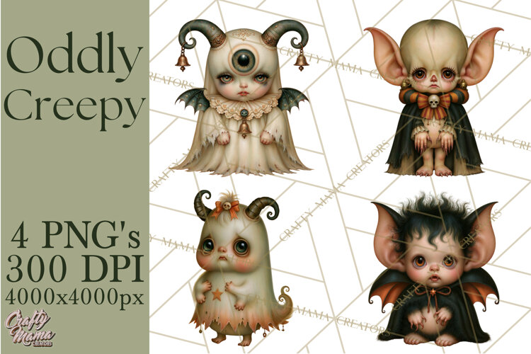 Oddly Creepy Halloween Characters PNG Clipart example image 1
