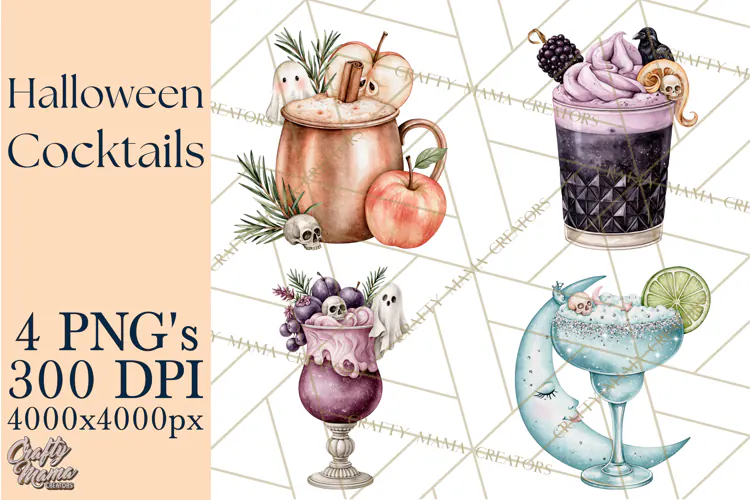 Halloween Cocktails Clipart PNG, Spooky Drinks